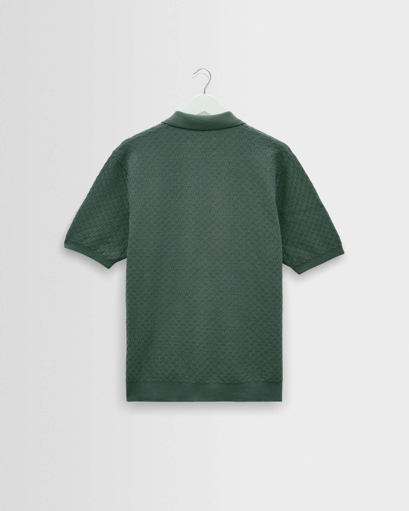 Men's Sea Green Retro Diamond Knitted Polo | Wax London