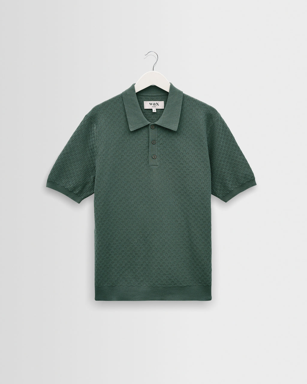 Men's Sea Green Retro Diamond Knitted Polo | Wax London