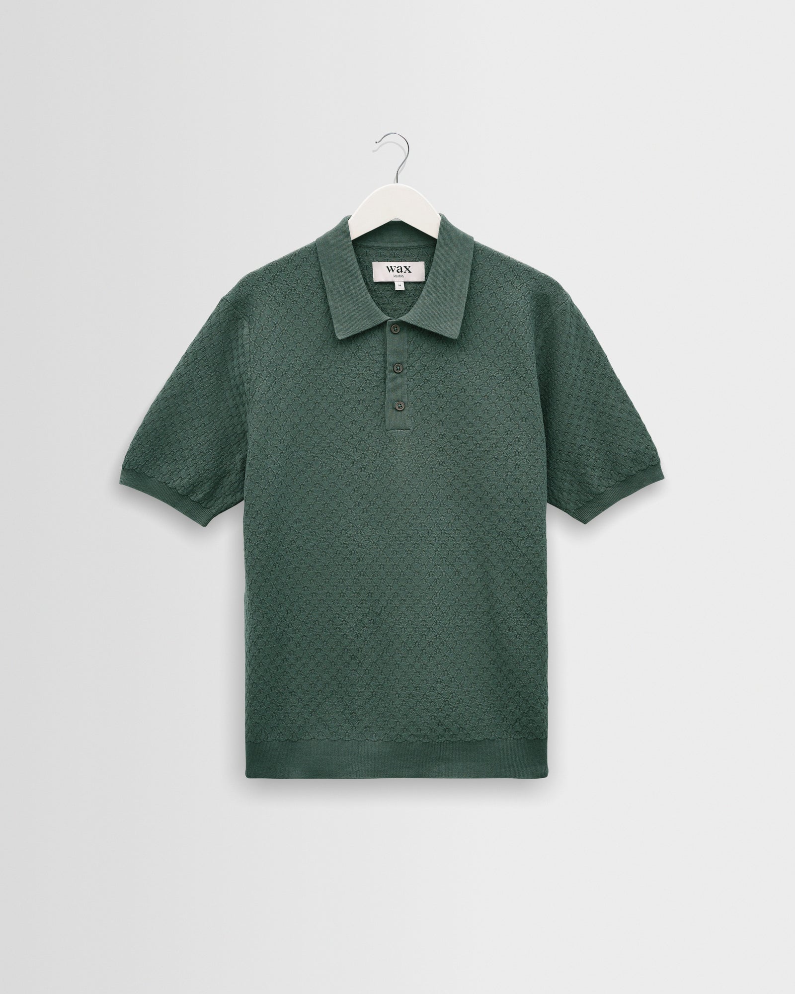 Men's Sea Green Retro Diamond Knitted Polo | Wax London