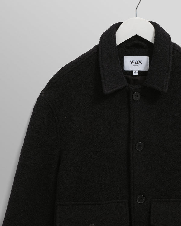 wax london men's Newgate - Black Melange Wool Jacket
