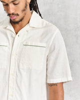 wax london Newton - Ecru Paradise Stitch Short Sleeve Shirt