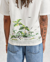 wax london Newton - Ecru Paradise Stitch Short Sleeve Shirt