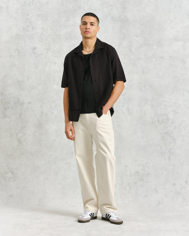 wax london Newton Shirt Black Pintuck