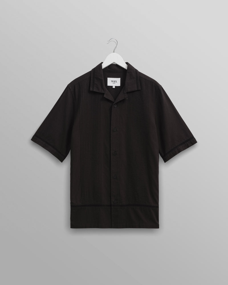 wax london Newton Shirt Black Pintuck