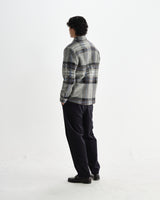 wax london men's Nolan - Grey And Blue Check Wool Overshirt