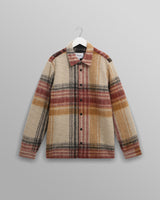 wax london men's Nolan - Natural And Multicolour Check Wool Overshirt