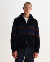 wax london men's Norris - Black And Multicolour Knitted Funnel Neck