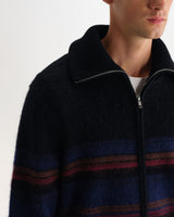 wax london men's Norris - Black And Multicolour Knitted Funnel Neck
