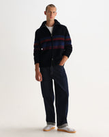 wax london men's Norris - Black And Multicolour Knitted Funnel Neck