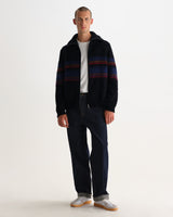 wax london men's Norris - Black And Multicolour Knitted Funnel Neck