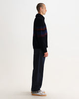 wax london men's Norris - Black And Multicolour Knitted Funnel Neck