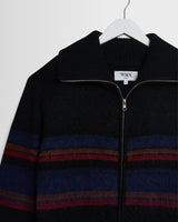wax london men's Norris - Black And Multicolour Knitted Funnel Neck
