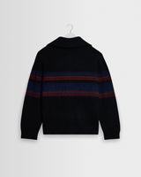 wax london men's Norris - Black And Multicolour Knitted Funnel Neck