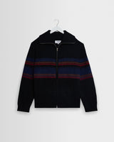 wax london men's Norris - Black And Multicolour Knitted Funnel Neck