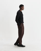 wax london men's Oban - Black Diamond Stripe Knitted Polo