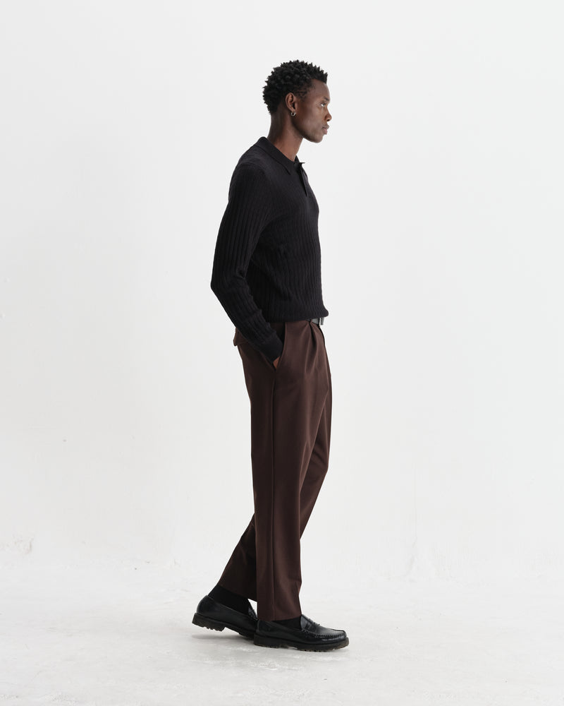 wax london men's Oban - Black Diamond Stripe Knitted Polo