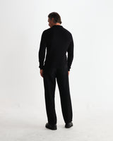 wax london men's Oban - Black Diamond Stripe Knitted Polo