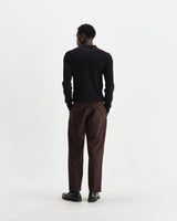 wax london men's Oban - Black Diamond Stripe Knitted Polo
