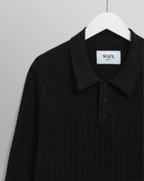 wax london men's Oban - Black Diamond Stripe Knitted Polo