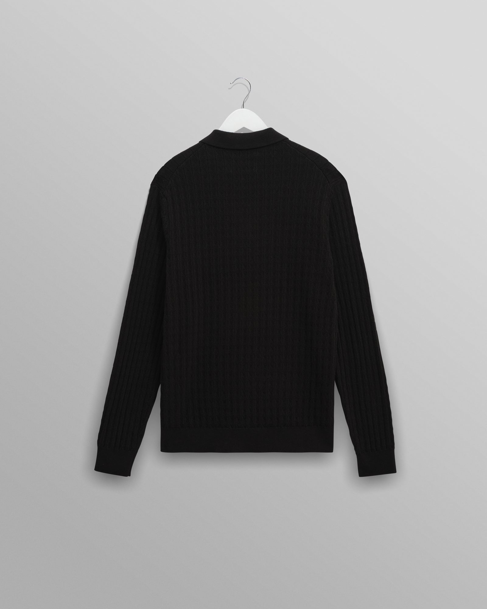 Men's Black Diamond Stripe Knitted Polo | Wax London