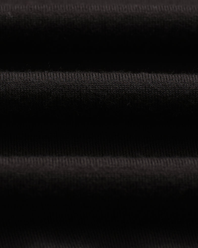 wax london men's Oban - Black Worsted Wool Knitted Polo
