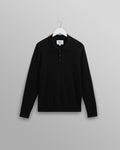 Oban - Black Worsted Wool Knitted Polo