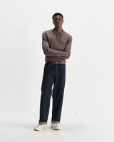 wax london men's Oban - Brown Marl Worsted Wool Knitted Polo