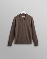 wax london men's Oban - Brown Marl Worsted Wool Knitted Polo