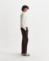 wax london men's Oban - Ecru Diamond Stripe Knitted Polo