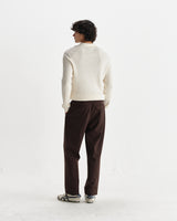 wax london men's Oban - Ecru Diamond Stripe Knitted Polo
