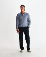 wax london men's Oban - Grey Blue Diamond Stripe Knitted Polo