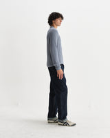 wax london men's Oban - Grey Blue Diamond Stripe Knitted Polo