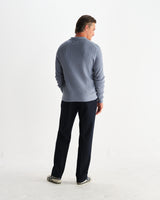 wax london men's Oban - Grey Blue Diamond Stripe Knitted Polo