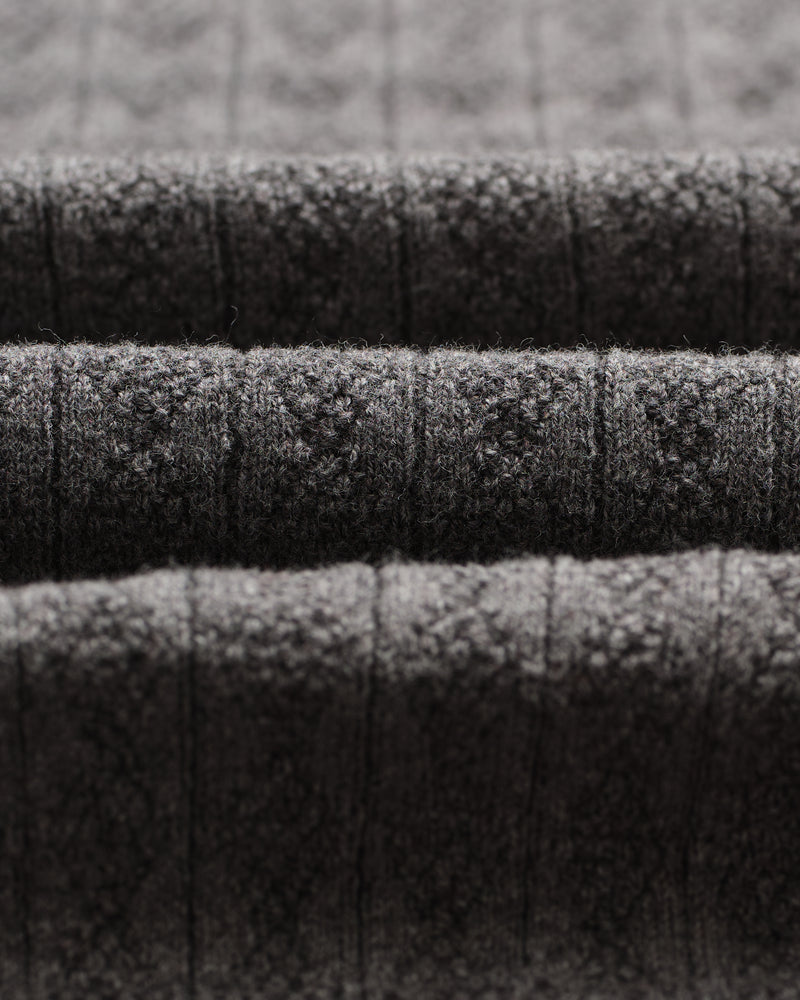 wax london men's Oban - Grey Marl Diamond Stripe Knitted Polo