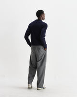 wax london men's Oban - Navy Diamond Stripe Knitted Polo