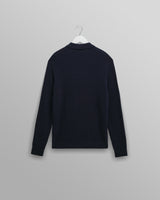 wax london men's Oban - Navy Diamond Stripe Knitted Polo