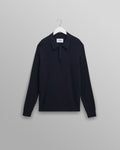 Oban - Navy Diamond Stripe Knitted Polo