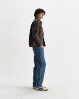 wax london men's Osier - Navy And Brown Drawn-Check Italian Wool Jacket