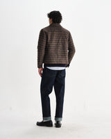 wax london men's Osier - Navy And Brown Drawn Check Jacket