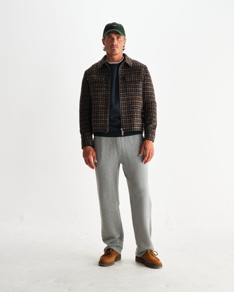 wax london men's Osier - Navy And Brown Drawn Check Jacket