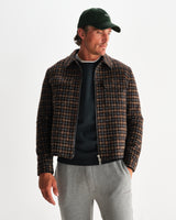 wax london men's Osier - Navy And Brown Drawn Check Jacket