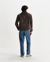 wax london men's Osier - Navy And Brown Drawn-Check Italian Wool Jacket