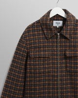 wax london men's Osier - Navy And Brown Drawn Check Jacket