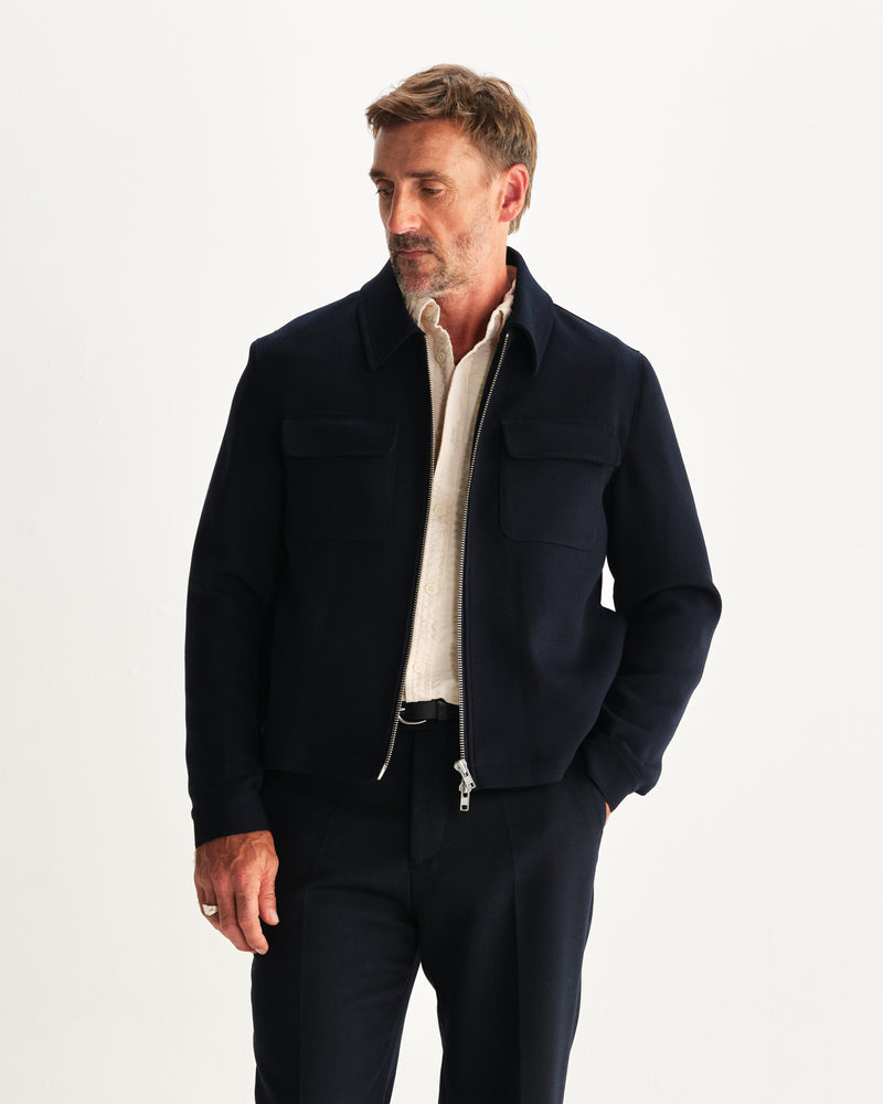 wax london men's Osier - Navy Heavy Twill Jacket