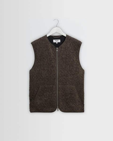 Ossian - Dusty Brown Boucle Wool Gilet