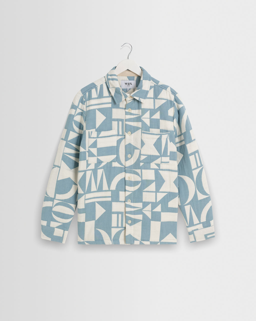 Otto Light Blue Ecru Quilted Jacquard Overshirt
