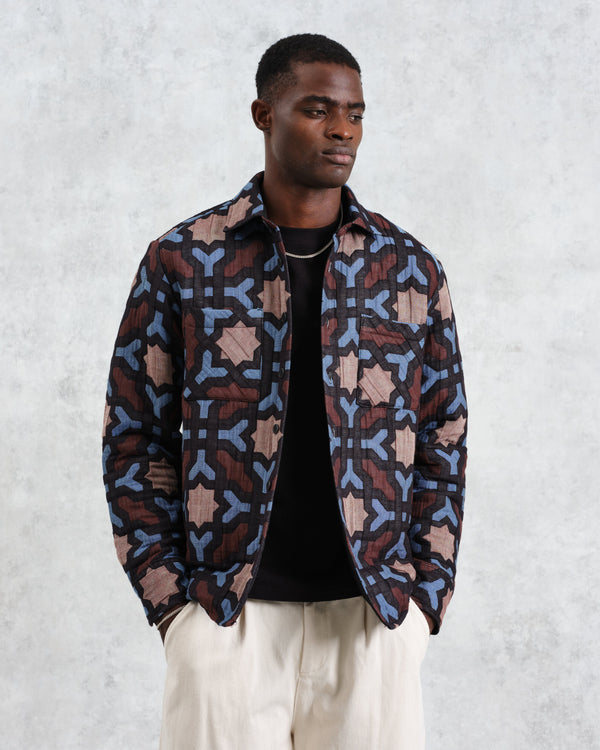 wax london men's Otto - Multicolour Geometric Jacquard Overshirt