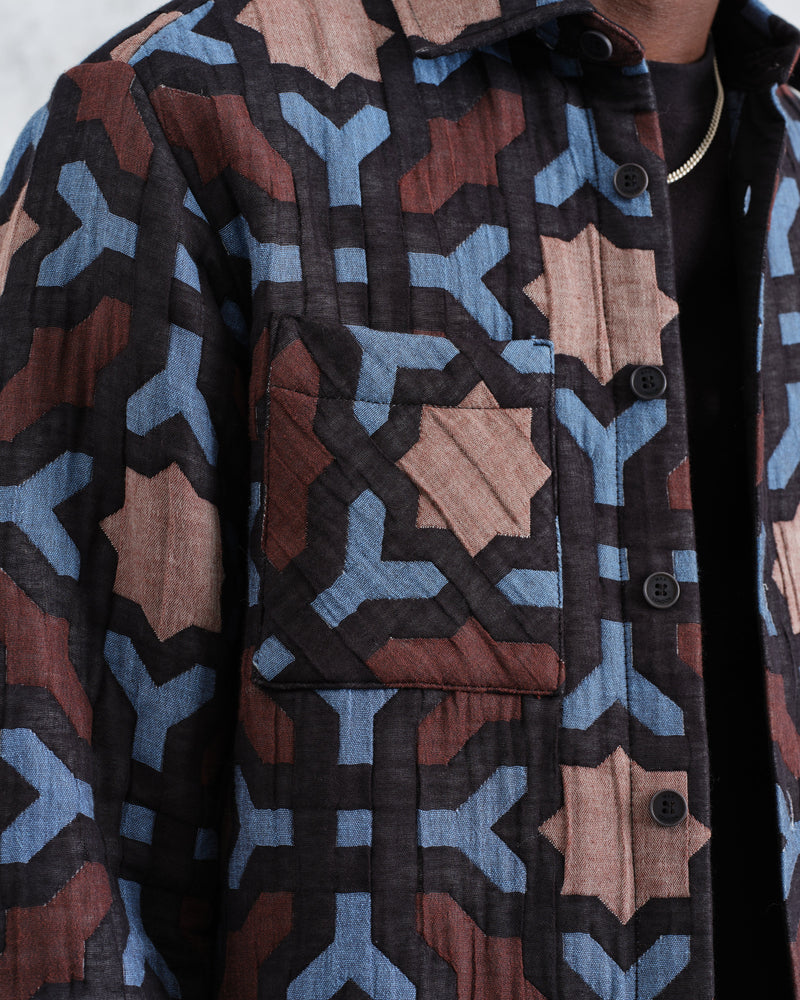 wax london Otto - Multicolour Geometric Jacquard Overshirt