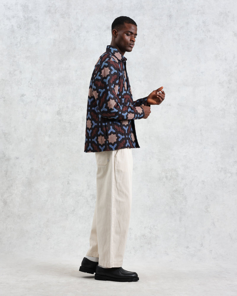 wax london Otto - Multicolour Geometric Jacquard Overshirt