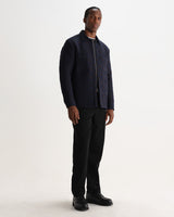 wax london men's Otto - Navy And Brown Ornate Quilted Overshirt